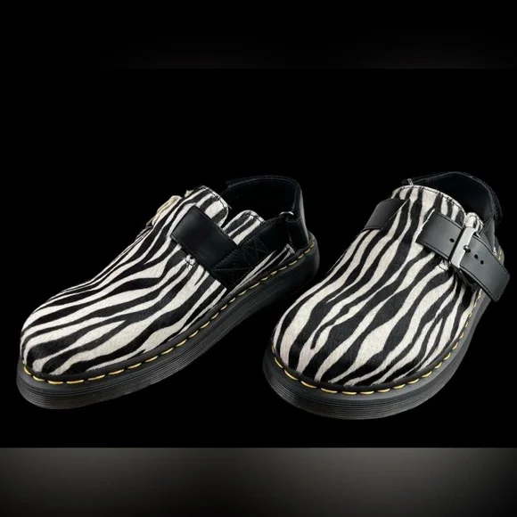 NWT Dr. Martens Jorge II cow hair upper slingback zebra black white USMen 11 W12 - Picture 7 of 9